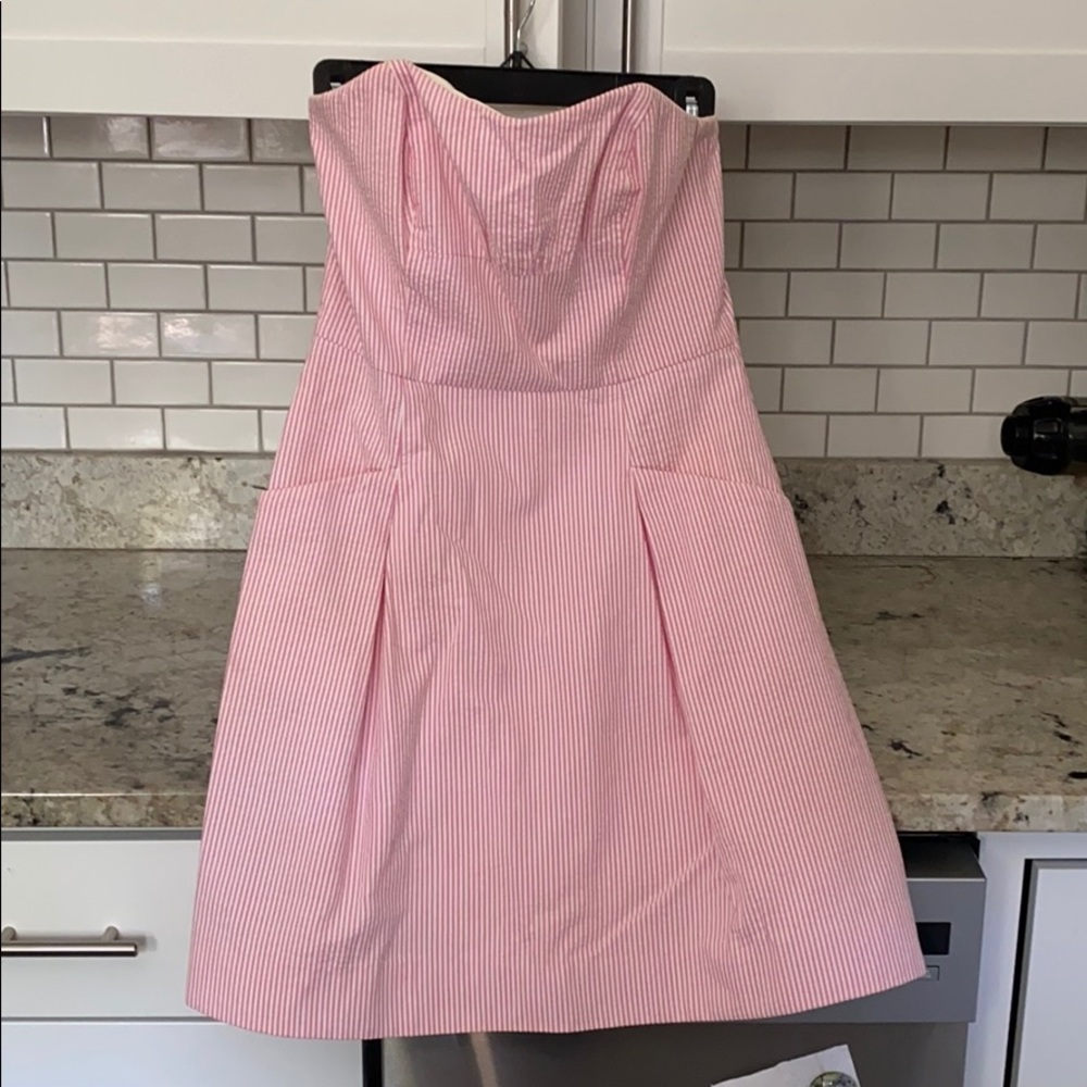 Lilly Pulitzer pink seersucker sweetheart dress
